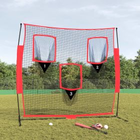 Portable Baseball Net Black and Red 72"x41.3"x72" Polyester