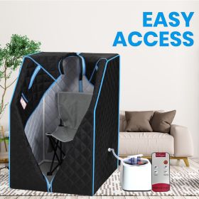 Portable Half body Black Steam Sauna Tent for Personal Relaxation;  Detox and Therapy at home.PVC Pipe Connector Easy to Install.Fast heating with FCC