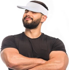 Water Cooling Cap. White Stretchable Head Hat with Visor for Work; Sport; Running. Unisex Free Size Cool Hat with Elastic Band & Open Top. Universal E