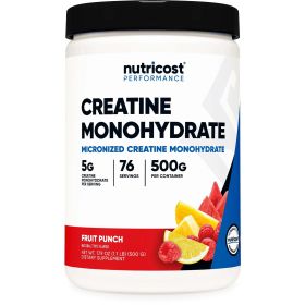 Nutricost Creatine Monohydrate Powder (500 Grams) (Fruit Punch) Supplement