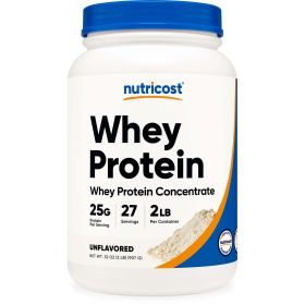 Nutricost Whey Protein Concentrate Powder (Unflavored) 2LBS - Gluten Free & Non-GMO Supplement