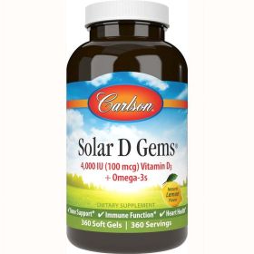 Solar D Gems 4000 IU Vitamin D3 Plus Omega-3s 360 Soft Gels