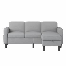 Best Choice Products Upholstered Sectional Sofa for Home, Apartment, Dorm, Bonus Room, Compact Spaces w/Chaise Lounge, 3-Seat, L-Shape Design, Reversi
