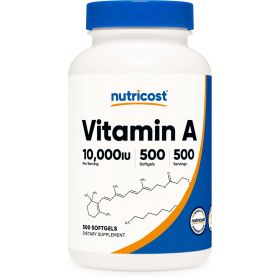 Nutricost Vitamin A 10,000 IU, 500 Soft Gel Supplement