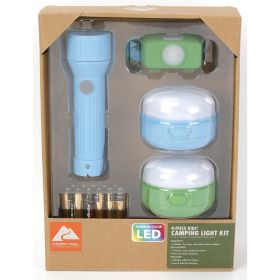 Ozark Trail 4-Piece Kids Camping Lights Kit with 100 Lumens Flashlight, Headlamp and Lanterns, AAA Batteries Included