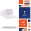Water Cooling Cap. White Stretchable Head Hat with Visor for Work; Sport; Running. Unisex Free Size Cool Hat with Elastic Band & Open Top. Universal E