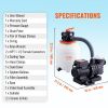 VEVOR Sand Filter Pump for Above Ground Pools, 12-inch, 3000 GPH, 1/2 HP Swimming Pool Pumps System & Filters Combo Set with 6-Way Multi-Port Valve &