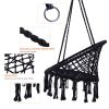 Hammock Chair Macrame Swing Max 330 Lbs Hanging Cotton Rope Hammock Swing Chair for Indoor and Outdoor