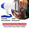 5 Core Megaphone Bull Horn 30W Loud Speaker 800 Yards Range Portable Bullhorn w Recording Volume Control Siren Noise Maker for Kids and Adults for Coa