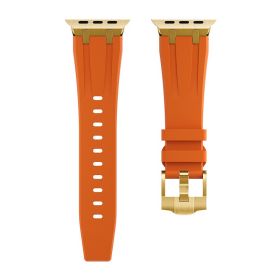 For Apple Watch Ultra Watch Strap Liquid Silicone (Option: 13 Golden Orange-42or44or4549MM)