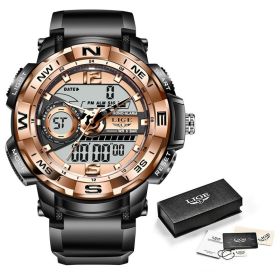 New Dual Display Electronic Quartz Movement Watch (Option: Rose Gold)
