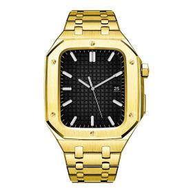 Strap Double Row Armor One Piece Strap Case Stainless Steel Protective Cover (Color: Gold)