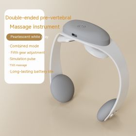 Cervical Vertebra Plastic Massager Low Frequency Pulse Neck (Option: Chinese-Pearlescent White Gray)