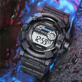 Waterproof Sports Electronic Luminous Men's And Women's Watch (Option: Black-1style)