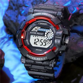 Waterproof Sports Electronic Luminous Men's And Women's Watch (Option: Black¬†Red-1style)
