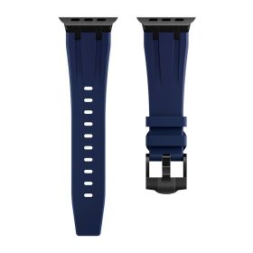 For Apple Watch Ultra Watch Strap Liquid Silicone (Option: 09 Black Blue-42or44or4549MM)