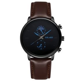 Leather Belt Two Eye Ultra-thin Quartz Men's Watch (Option: B)