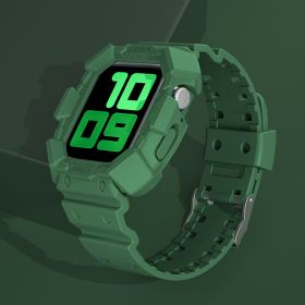 Compatible with Apple, Suitable For Iwatch6 Apple Watch Strap Silicone Creative Watch Case With One (Option: Pine Needle Green-38mm)