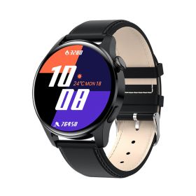 Smart Watch Heart Rate Blood Pressure Blood Oxygen Monitoring Bluetooth Call Music Astronaut Watch (Option: Black leather)