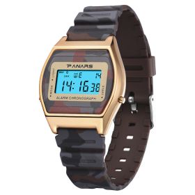 Slim Watch Square Student Camouflage (Color: Coffee)