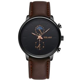 Leather Belt Two Eye Ultra-thin Quartz Men's Watch (Option: C)