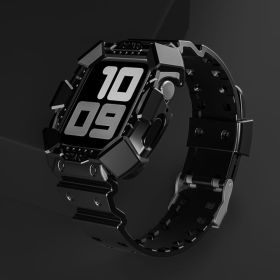 Compatible with Apple, Suitable For Iwatch6 Apple Watch Strap Silicone Creative Watch Case With One (Option: Black-38mm)