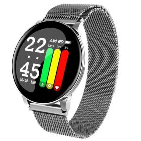 Smart Watch Round Single Point Exercise Pedometer Heart Rate Monitor Smart Bracelet (Option: Silver-Usb)
