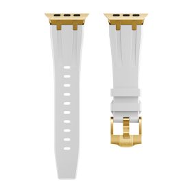 For Apple Watch Ultra Watch Strap Liquid Silicone (Option: 11 Gold White-42or44or4549MM)