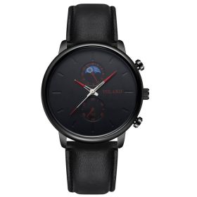 Leather Belt Two Eye Ultra-thin Quartz Men's Watch (Option: D)