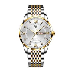 Waterproof Luminous Calendar Korean Quartz Watch (Option: Golden White Noodles)