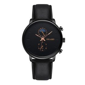 Leather Belt Two Eye Ultra-thin Quartz Men's Watch (Option: E)