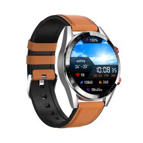 Heart Rate Health Monitoring Bluetooth Music Smart Phone Watch (Color: Brown)