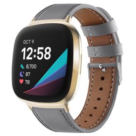Round Tail Leather Strap Round Tail Buckle (Option: Grey-Silver connector)