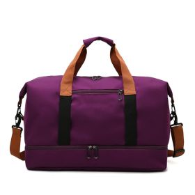 Foldable Waterproof Gym Bag Carry Duffel Bag for Sports and Travel (Color: Purple)