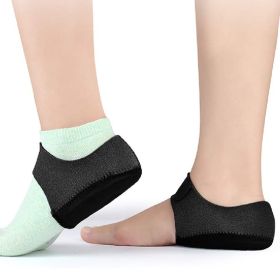 1pair Heel Brace With Hook And Loop Fastener; Breathable Heel Cushions; Heel Cups With Gel Pads For Women Men (Color: Black, size: S)