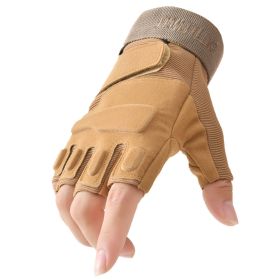 Outdoor Tactical Gloves Airsoft Sport Gloves Half Finger Military Men Women Combat Shooting Hunting Fitness Fingerless Gloves (Color: Khaki, Gloves Size: S)