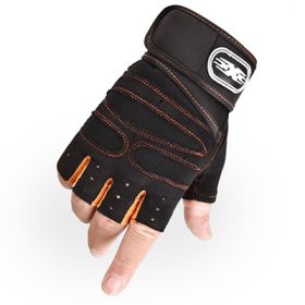 Gloves Weight Exercises Half Finger Lifting Gloves Body Building Training Sport Gym Fitness Gloves for Men Women (Color: Orange, size: XL)