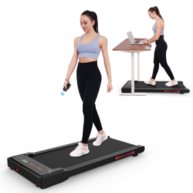 Walking Pad Treadmill Under Desk,Portable Mini Treadmill 265 lbs Capacity with Remote Control,Installation-Free Jogging Machine for Home/Office,Blueto (Color: Black)