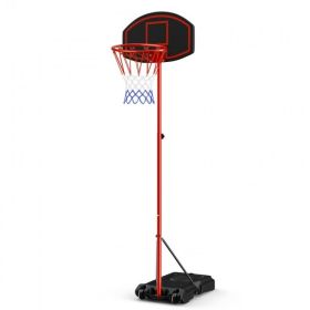 Portable Outdoor Adjustable Basketball Hoop System Stand (Color: Red & Black, Type: Exercise & Fitness)