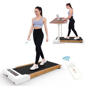 Walking Pad Treadmill Under Desk,Portable Mini Treadmill 265 lbs Capacity with Remote Control,Installation-Free Jogging Machine for Home/Office,Blueto (Color: Brown/White)
