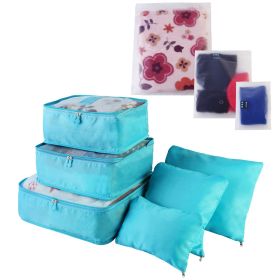 9Pcs Clothes Storage Bags Water-Resistant Travel Luggage Organizer Clothing Packing Cubes (Color: Blue)