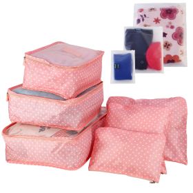 9Pcs Clothes Storage Bags Water-Resistant Travel Luggage Organizer Clothing Packing Cubes (Color: Pink Spot)