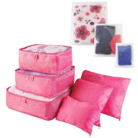 9Pcs Clothes Storage Bags Water-Resistant Travel Luggage Organizer Clothing Packing Cubes (Color: Hot Pink)