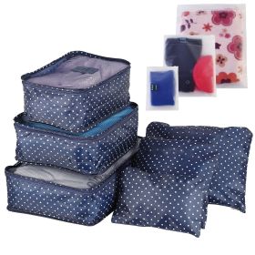 9Pcs Clothes Storage Bags Water-Resistant Travel Luggage Organizer Clothing Packing Cubes (Color: Navy Spot)