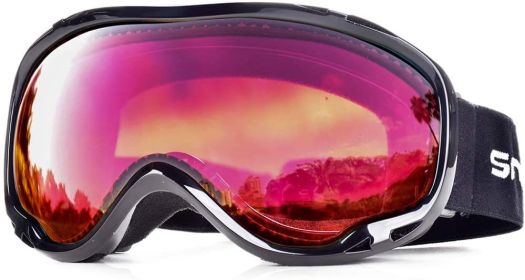 Snowledge Ski Goggles-Snow Snowboard Goggles OTG for Men Women Adult, Anti Fog 100% UV Protection (Color: HB-167 BRose Red)