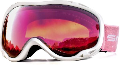 Snowledge Ski Goggles-Snow Snowboard Goggles OTG for Men Women Adult, Anti Fog 100% UV Protection (Color: HB-167 WRose Red)