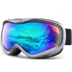 Snowledge Ski Goggles-Snow Snowboard Goggles OTG for Men Women Adult, Anti Fog 100% UV Protection (Color: HB-03 Gray Frame Green Lens)