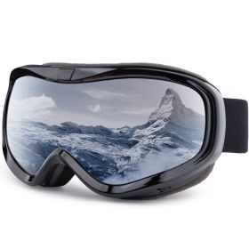 Snowledge Ski Goggles-Snow Snowboard Goggles OTG for Men Women Adult, Anti Fog 100% UV Protection (Color: HB-03 Black Frame Sliver Lens)