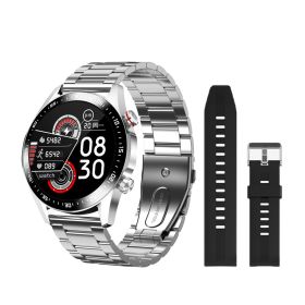 Smart Call Heart Rate Blood Pressure Blood Oxygen Health Monitoring Mode Business Sports Bracelet (Option: Silver Steel with Silicon belt)