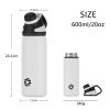 Healter 20oz Leakproof Free Drinking Water Bottle with Spout Lid for;  600ml Stainless Steel Sports Water Bottle for Fitness;  Gym and Outdoor Sports